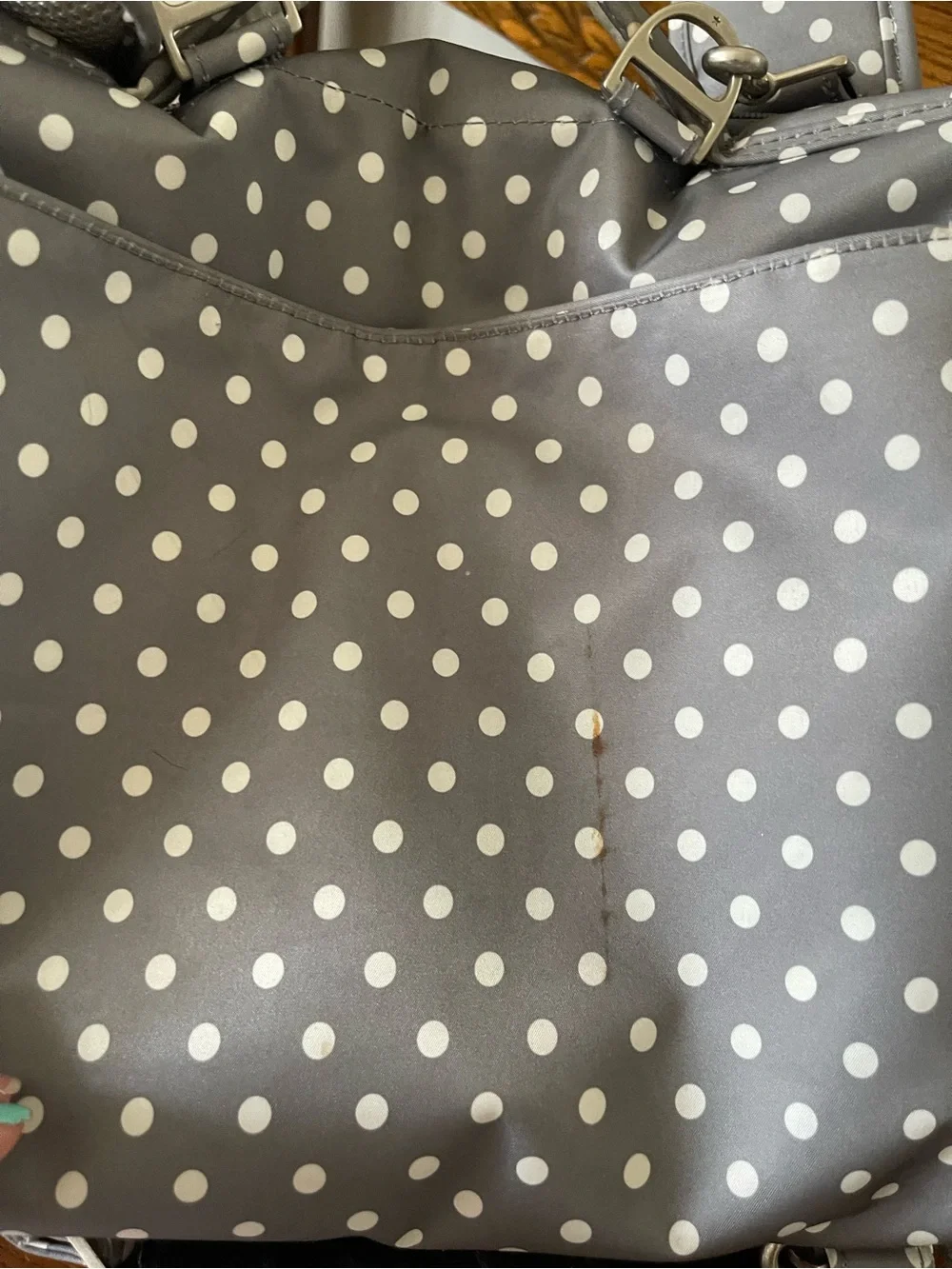 Ju-Ju-Be Gray with White Polka Dots Baby Bag